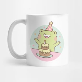 Cute Frog Birthday Party And Cake Mug